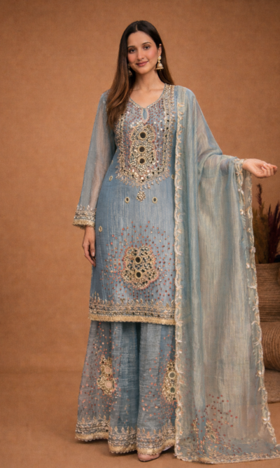 Graceful Powder Blue Ethnic Set