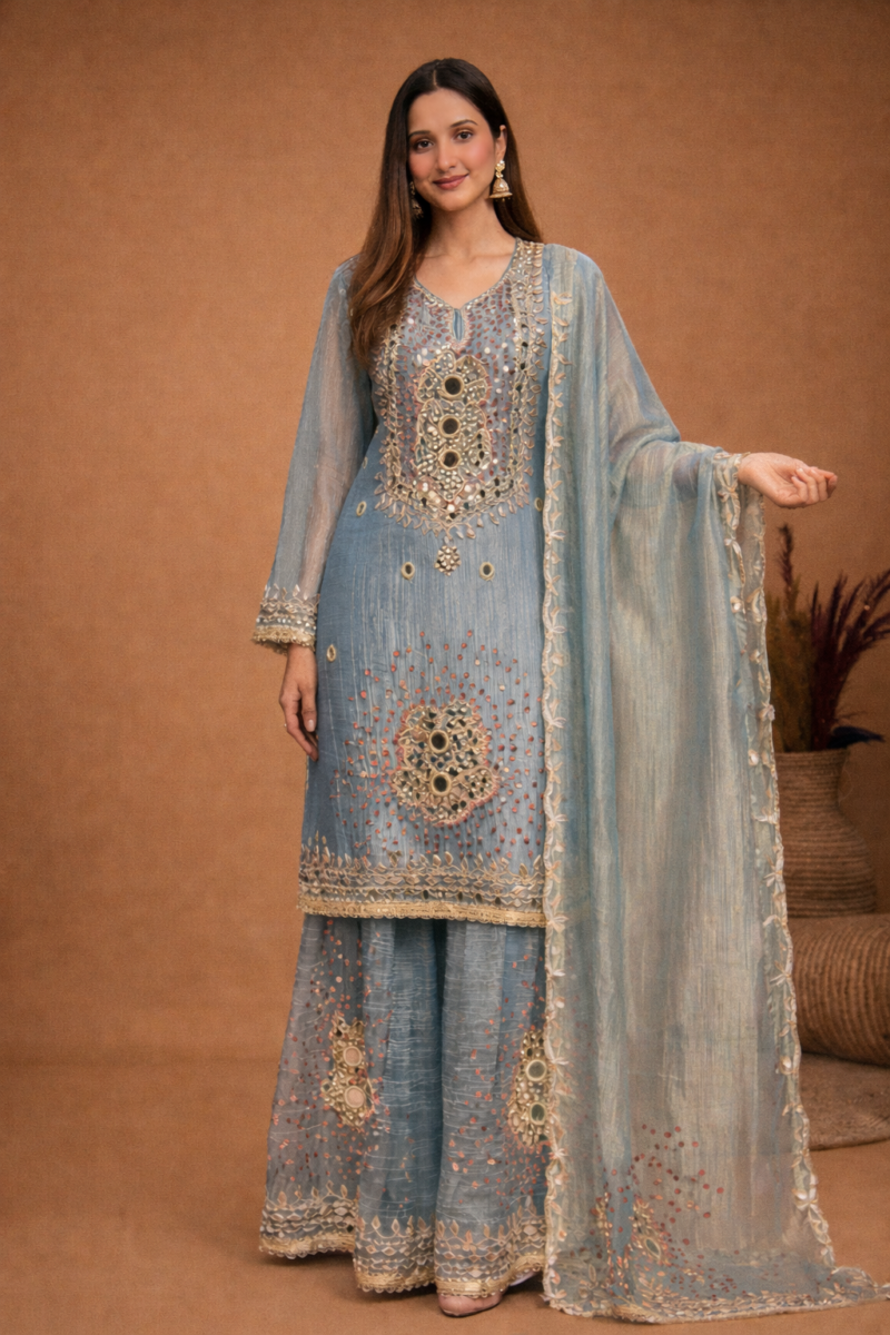 Graceful Powder Blue Ethnic Set