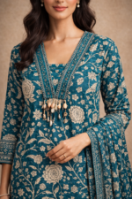 Emerald Teal Floral Suit Set