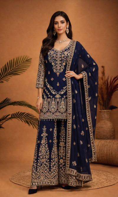 Royal Navy Embroidered Sharara Set