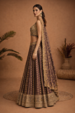 Chocolate Brown Embroidered Lehenga Set