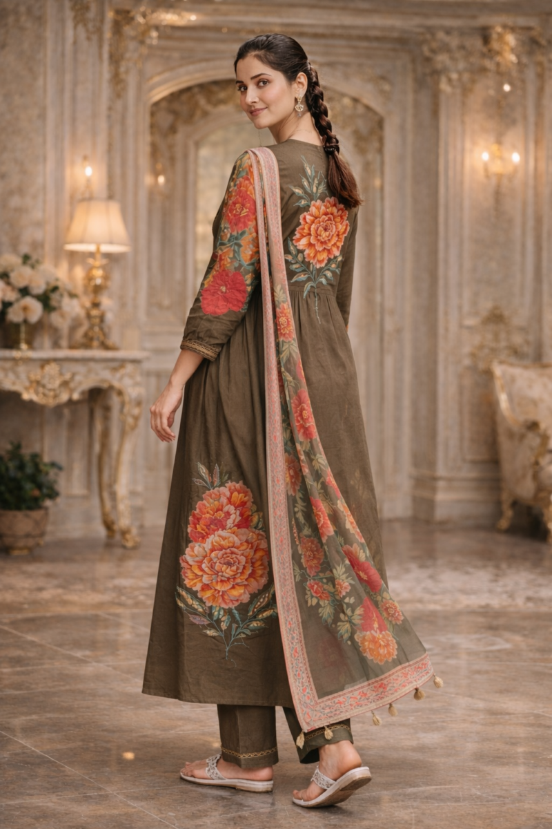 Elegant royal suit set with dupatta