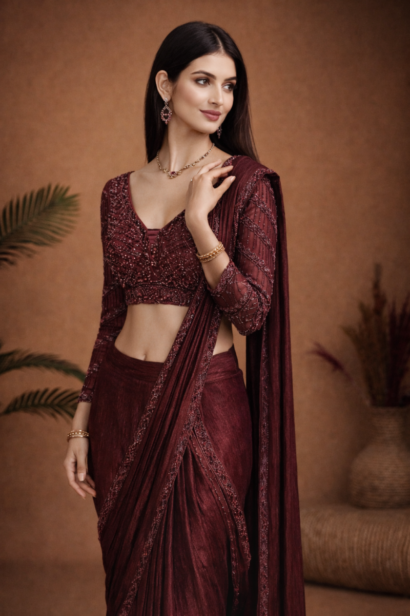Opulent Wine Evening Saree
