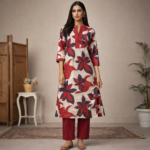 Red Bloom Printed Suit Set