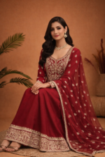 Royal Red Embroidered Kurta Sharara Set