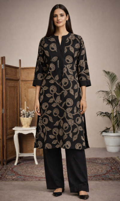 Classic Black Printed Suit Set