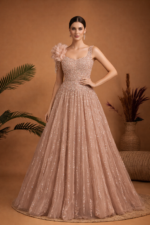 Peach Embellished Ball Gown