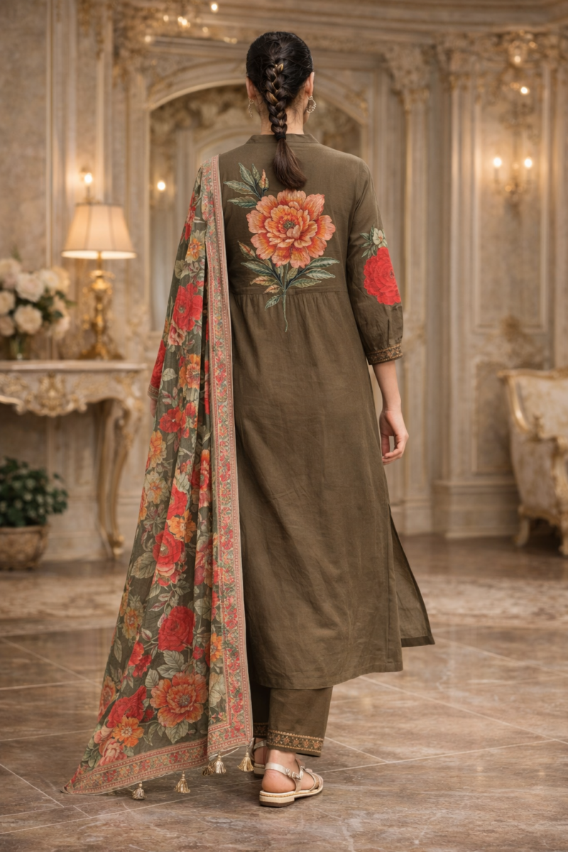 Elegant royal suit set with dupatta