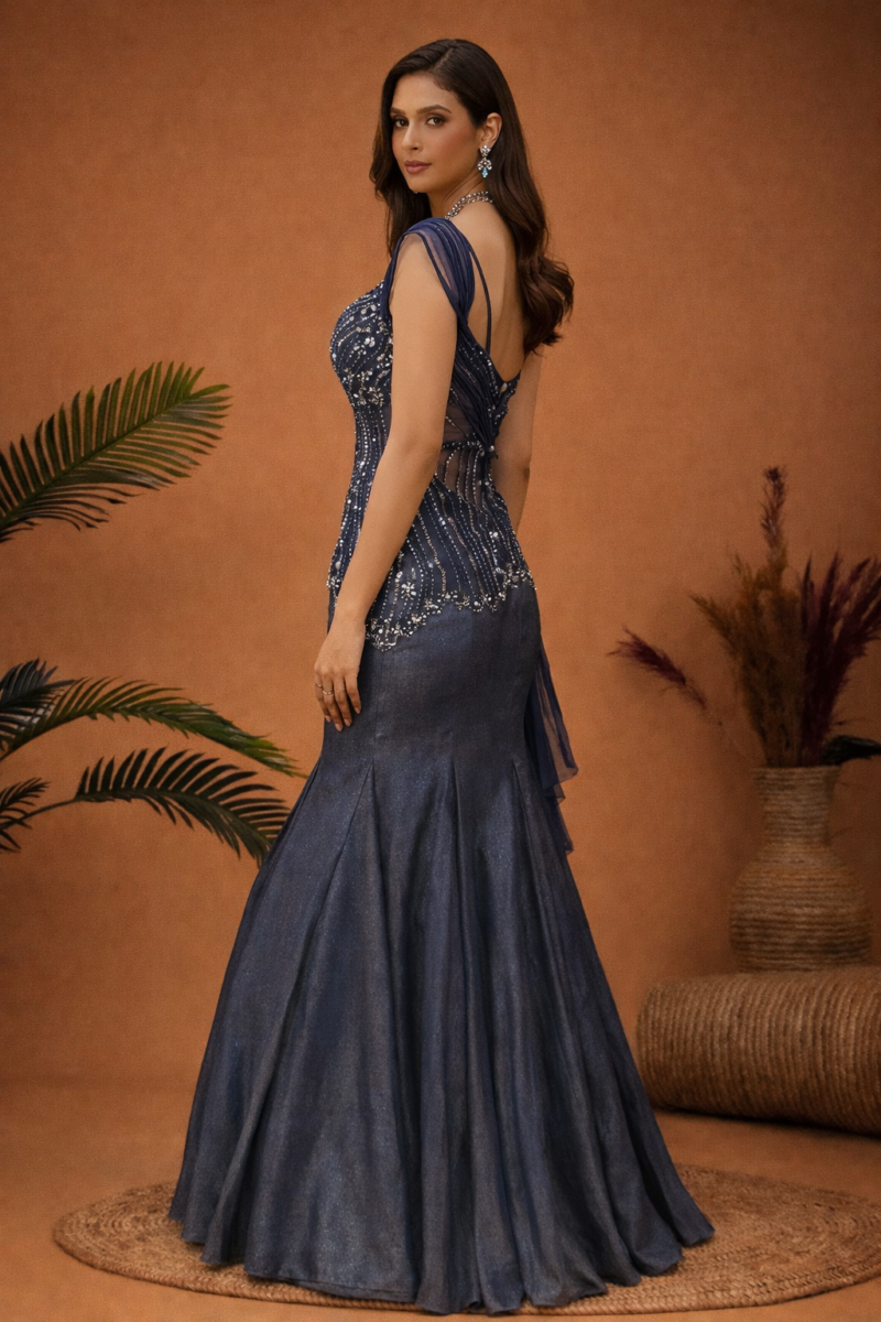 Moonlit Grey Mermaid Lehenga