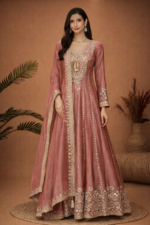 Dusty Rose Embroidered Anarkali Set