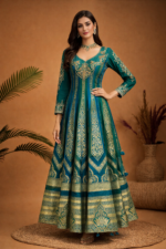 Elegant Emerald Green Flared Anarkali