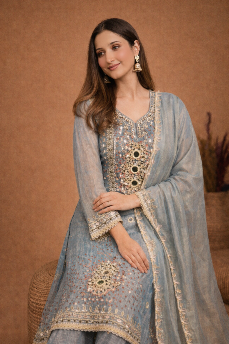 Graceful Powder Blue Ethnic Set