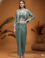 Sage Green Indo-Western Draped Skirt