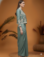 Sage Green Indo-Western Draped Skirt