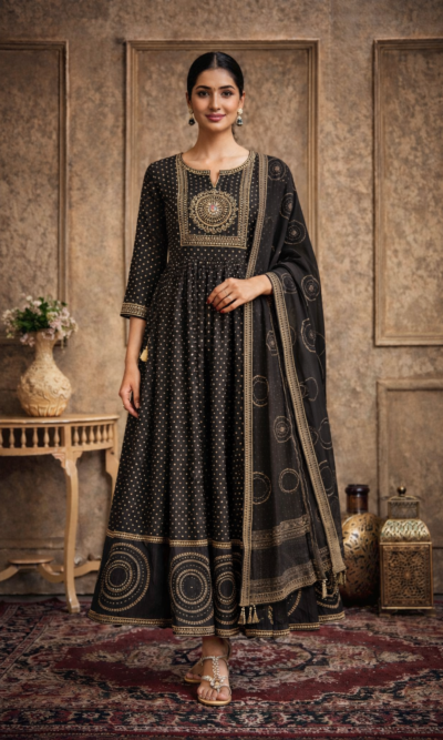 Floral elegance suit set with dupatta