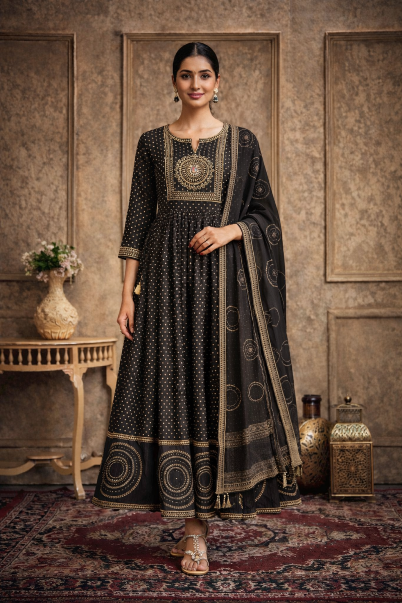 Floral elegance suit set with dupatta