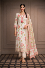 Elegant floral suit set with dupatta
