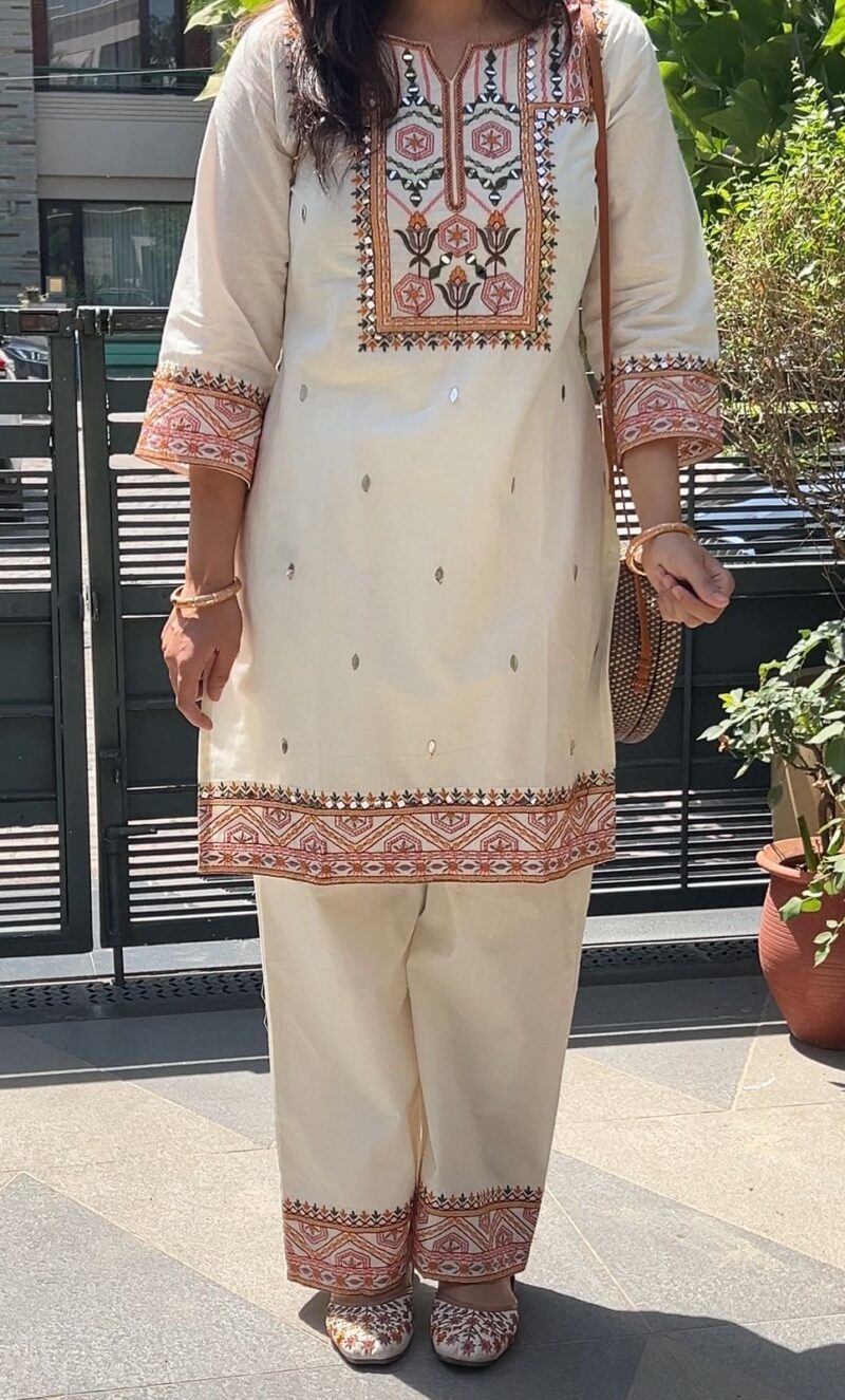Ivory bloom embroidered co-ord set