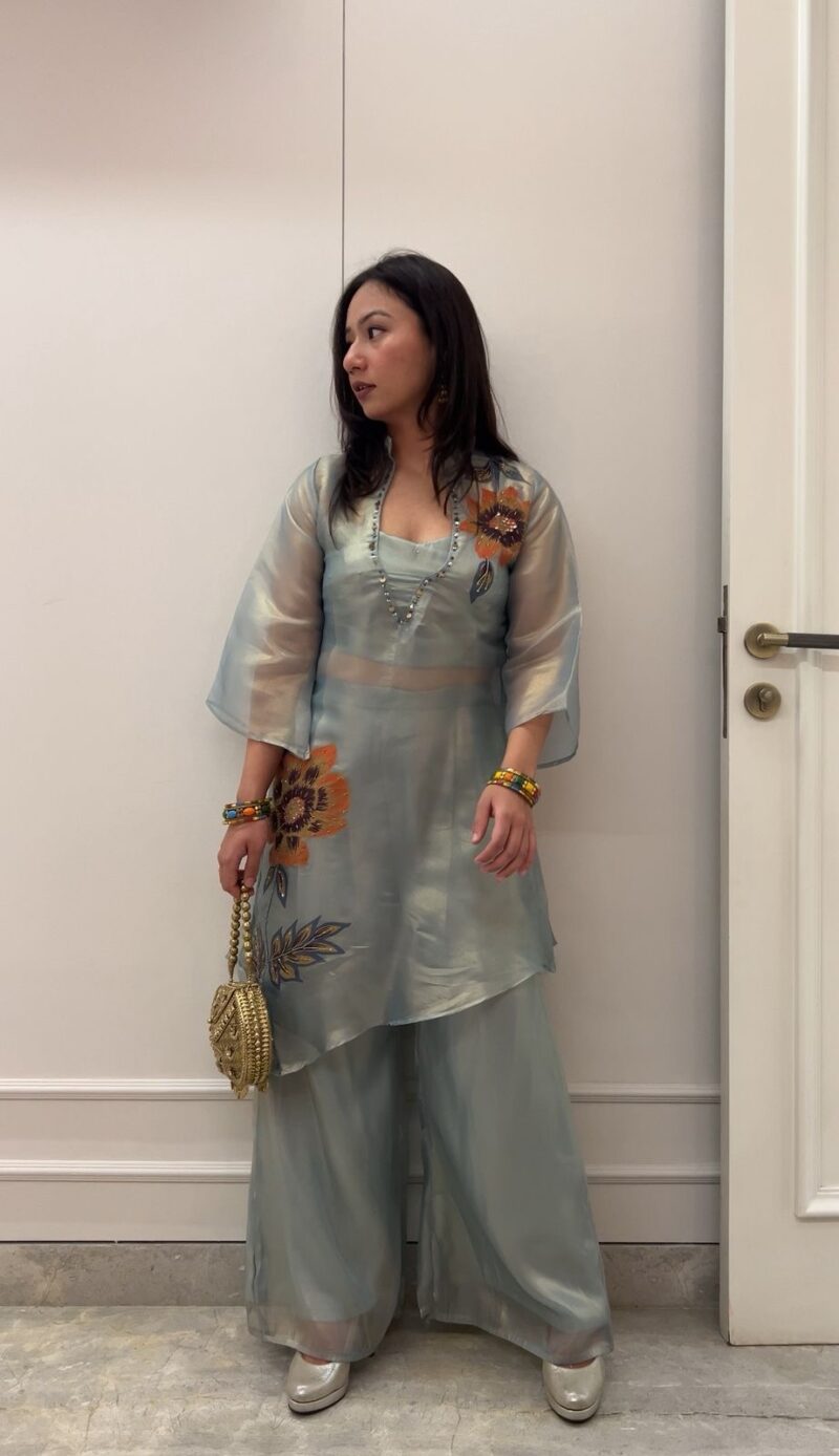Teal floral glamorous co-ord set