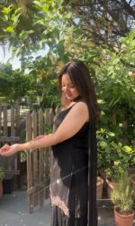 Midnight black embroidered sharara set with dupatta