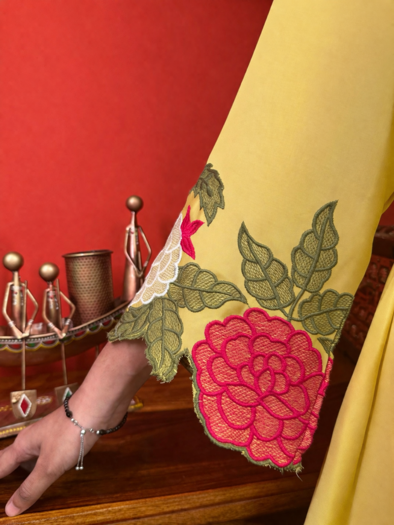 Yellow floral elegant suit set