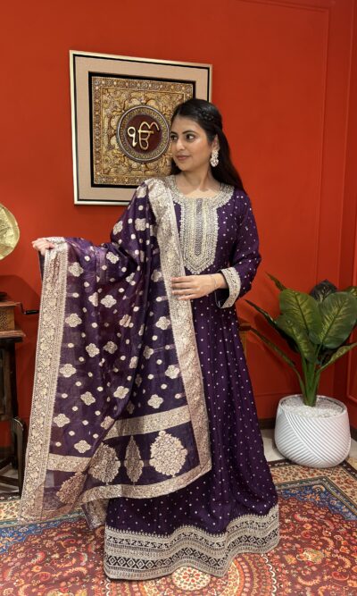 Royal elegant Anarkali suit set with dupatta