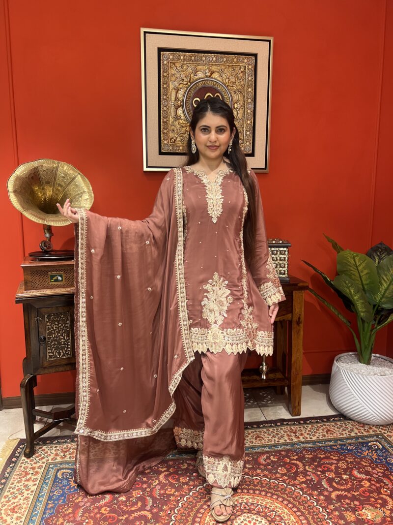 Rosewood elegance suit set with dupatta
