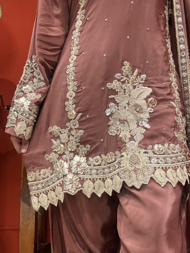 Rosewood elegance suit set with dupatta