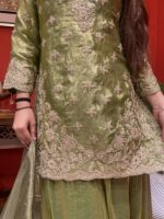 Elegant silk sharara suit set with dupatta