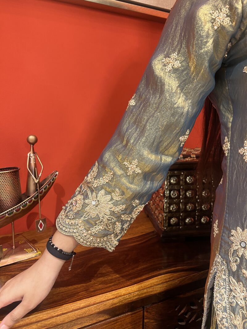 Elegant silk sharara suit set with dupatta