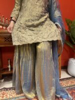 Elegant silk sharara suit set with dupatta