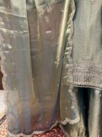 Sage green metallic suit set with dupatta