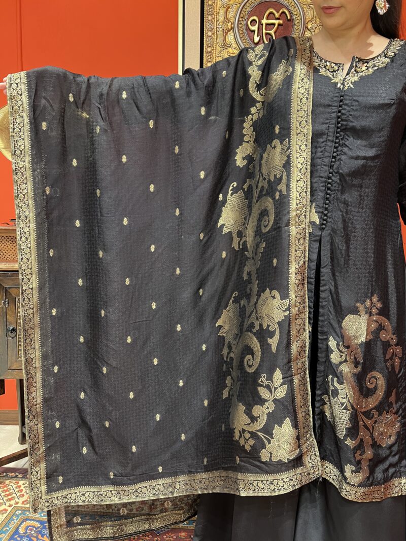 Midnight regal embroidered suit set with dupatta