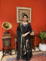 Midnight regal embroidered suit set with dupatta