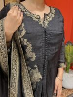 Midnight regal embroidered suit set with dupatta