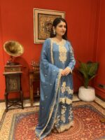 Blue regal elegant suit set with dupatta
