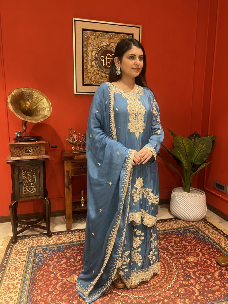 Blue regal elegant suit set with dupatta