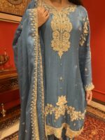 Blue regal elegant suit set with dupatta
