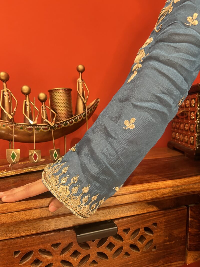 Blue regal elegant suit set with dupatta