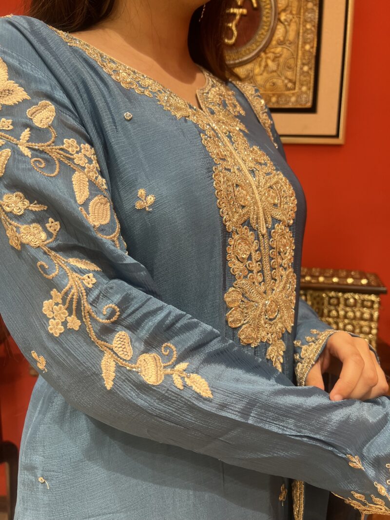 Blue regal elegant suit set with dupatta