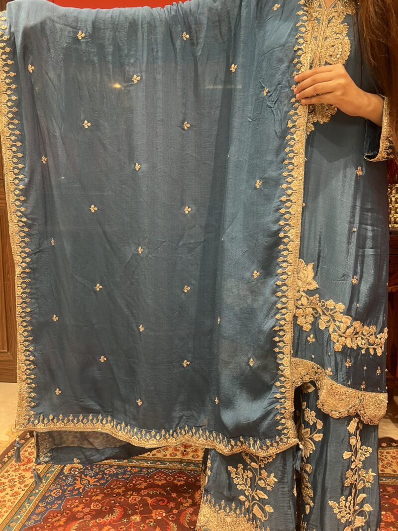 Blue regal elegant suit set with dupatta