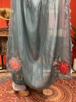 Teal bloom suit set with dupatta