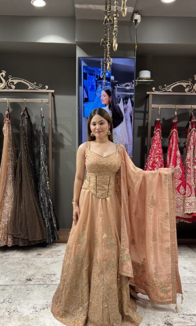 Peachy embroidered elegant lehenga set