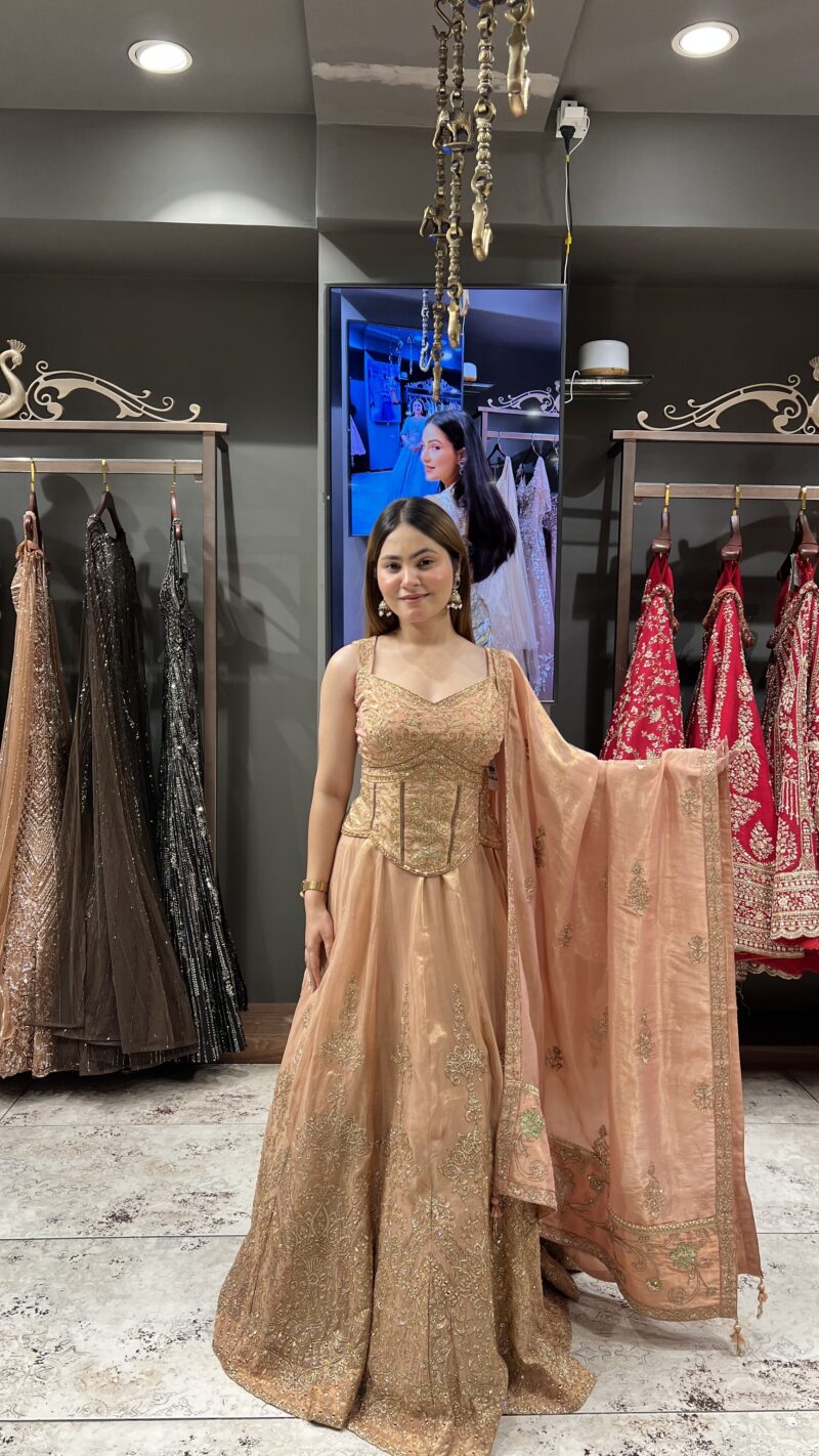 Peachy embroidered elegant lehenga set