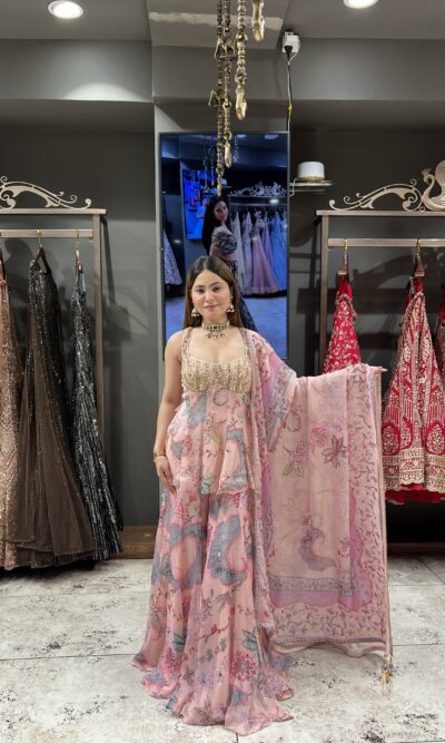 Blush bloom sharara set with dupatta