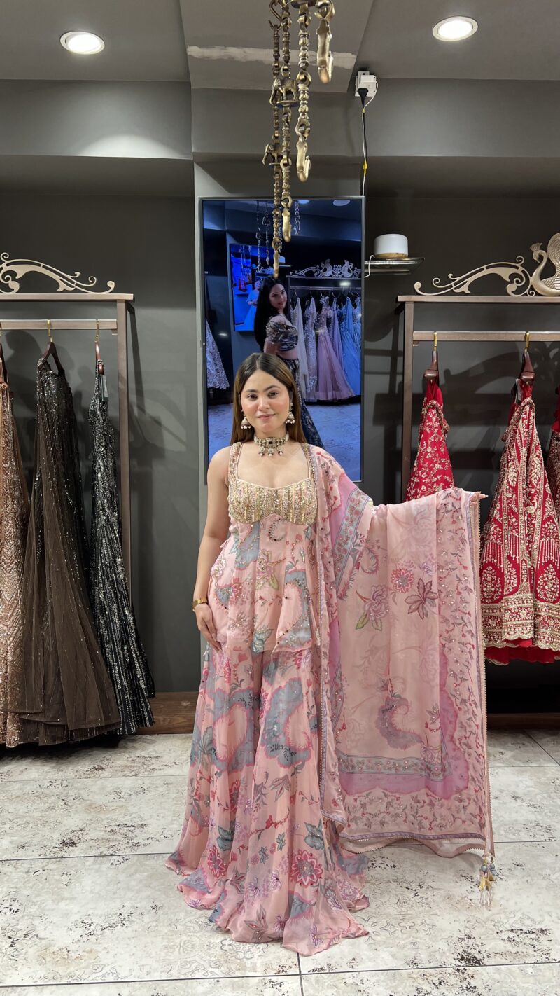 Blush bloom sharara set with dupatta