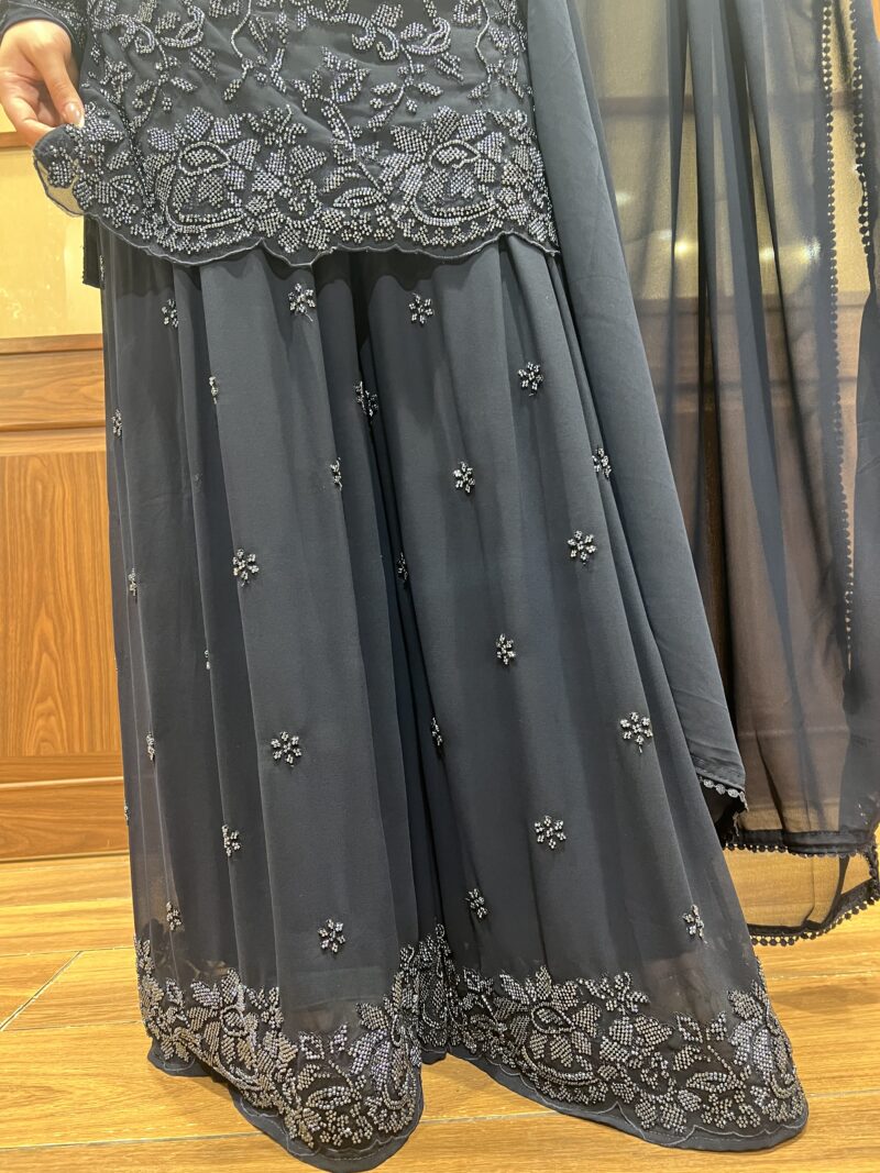 Midnight blue sharara suit set with dupatta