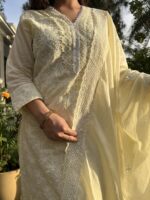 Soft Ivory chikankari suit set with dupatta