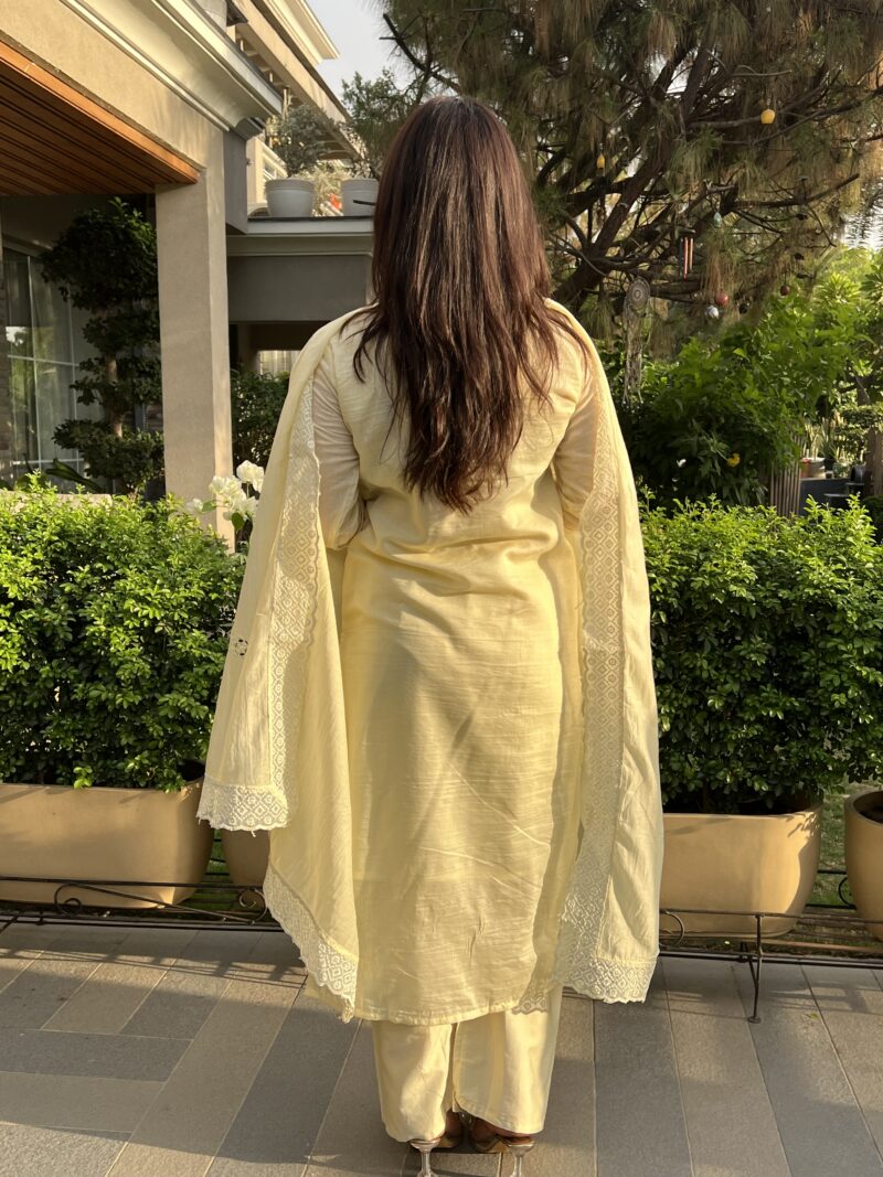 Soft Ivory chikankari suit set with dupatta