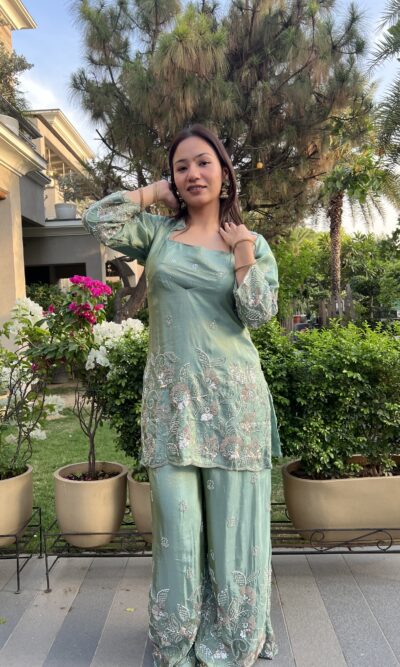 Teal floral glamorous co-ord set